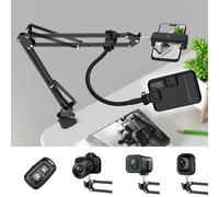 Gepege Soporte para teléfono con 60 Luces LED portátiles para Selfie y Soporte para teléfono para Escritorio, Soporte de Brazo de Montaje de cámara con Control Remoto, Soporte Superior para grabación