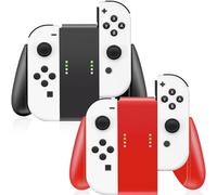 Gepicest Switch Accessories - Soporte de agarre para controlador Joycon compatible con control remoto de mano, kit de agarre para mando a distancia Joycon dual, color negro y rojo, 2 paquetes