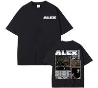 GEPLUM Alex Warren Tour Camiseta Casual Hip Hop Manga Corta Top De Verano Ropa Oversize para Mujer Y Hombre XXS-4XL-Black||m