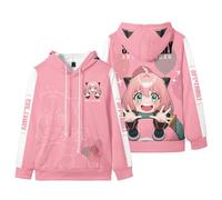 GEPLUM Sudadera con Capucha Spy X Family Anya Forger Cosplay Impresa Hoodie para Mujer Y Hombre Moda Sudadera De Manga Larga XXS-4XL-Pink||l