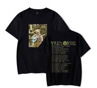 GEPLUM T-Shirt para Hombre Y Mujer Ya-ELO-kre Tour Classic Estampada De Manga Corta Holgada Estilo Hip Hop con Camiseta Cuello Redondo XXS-4XL-Black||x_s