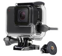 GEPULY Carcasa de esqueleto para GoPro Hero 7 plateado/blanco, USB pasando a través de lado abierto para grabación prolongada/transmisión en vivo, accesorios de protección