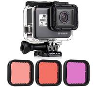GEPULY Carcasa Impermeable con Filtro de Buceo Super Suit para GoPro Hero 7/6/5 Black, Hero (2018), fotografía subacuática de 45 m, con filtros Rojo, Rojo Claro (esnórquel) y Magenta