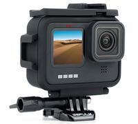 GEPULY Funda protectora de montaje en marco para GoPro Hero 9, 10, 11, 12, 13, color negro, ranura doble integrada para zapata fría, funda para jaula Vlog, hebilla de liberación rápida y tornillo de