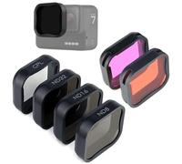 GEPULY Juego de 6 Filtros de Lente para GoPro Hero7 6 5 Negro 2018 - 3ND (ND8/ND16/ND32), CPL, Rojo Claro/Magenta, Polarizador Circular de Densidad Neutra, Protector