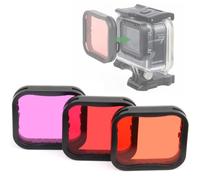 GEPULY Paquete de 3 filtros de buceo (rojo, rojo claro, magenta) para GoPro Hero 5 6 7 Black Hero (2018) Super Suit Housing - Corrección de color en buceo, esnórquel y fotos y videos submarinos