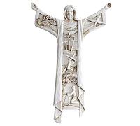 GEQIAN Decoración de pared de resina para colgar en la pared de un Cristo resucitado - y última cena cruz colgante de pared decoración del hogar