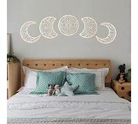 GEQIAN Fase lunar de madera para colgar en la pared, 5 piezas, decoración de pared de madera para dormitorio sobre la cama, ideas para cabecero de cama