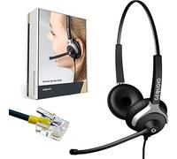 GEQUDIO Auriculares adecuados para Mitel, Aastra, Fanvil, Poly/Polycom y Gigaset teléfono con RJ - Almohadillas de Repuesto para Auriculares - 80 g de Peso (2 Altavoces)