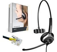 GEQUDIO Auriculares adecuados para Mitel, Aastra, Fanvil, Poly/Polycom y Gigaset teléfono con RJ - Almohadillas de Repuesto para Auriculares - 60 g de Peso (1 Altavoz)