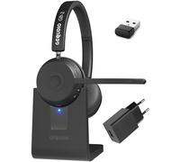 GEQUDIO GB-2 - Auriculares inalámbricos con micrófono Bluetooth, cancelación de ruido pasiva, 2 dispositivos al mismo tiempo (teléfono móvil, PC, ordenador portátil) | Inalámbrico (con estación de