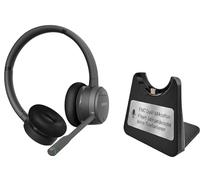 GEQUDIO GC-4 [Premium Edition con ANC & ENC] Auriculares DECT y Bluetooth para AVM FritzBox con base de carga, control de llamadas inalámbrico FritzFon, auriculares estéreo de 2 oídos para PC y
