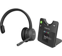 GEQUDIO GC1+B DECT & Bluetooth Dual Headset para PC (Windows) Mac (Apple), 1 oído con pantalla a color, estación base USB, inalámbrico, alcance de 200 m, para teléfonos GX5 GZ Unify