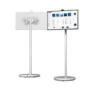 GERAZAHO Televisor Inteligente portátil inalámbrico de 27 Pulgadas, Pantalla táctil de pie, cámara de 13 megapíxeles, elevación Ajustable de 20 cm, con Ruedas silenciosas Movilidad