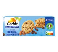Gerbado Cookies Chocolate Avellano Sin Azúcares - Galletas Gourmands para llevar, sin aceite de palma, formato práctico de 130 g (4 x 3 galletas)