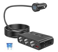 Gerbala 7 IN1 Cargador Mechero Coche, 127W USB C Socket PD y QC 3.0 Cargador de Coche, con Interruptor LED Volteter para Nevera, GPS, Cámara, Navegador por Satélite, para Vehículos 12V-24V
