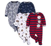 Gerber Baby Boy's 4 Pack Sleep 'n Play Footie Sports Blue 3-6 meses