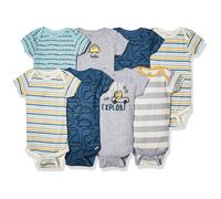 Gerber Baby Boy's 8 paquetes de manga corta Oneros Bodysuits Dinosaur Blue 12 meses