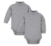 Gerber Baby Boys - Pack de 2 monos de manga larga con cuello alto, color gris, 6 meses, EE. UU.