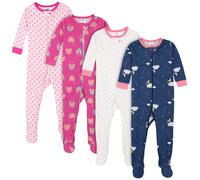 Gerber Baby Girls' 4-Pack Footed Pajamas Dreams Rainbows Pink 5T