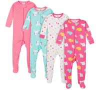 Gerber Baby Girls' 4-Pack Footed Pajamas Unicorns Cats Pink 24 Months