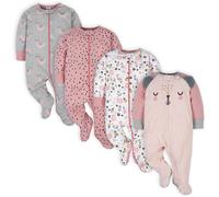 Gerber Baby Girls 4 Pack Sleep 'n Play Footie Bear Pink 0-3 meses