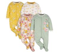 Gerber Baby Girls 4 Pack Sleep 'n Play Footie Golden Floral 6-9 meses