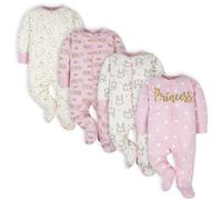 Gerber Baby Girls 4 Pack Sleep 'n Play Footie Princess Pink 3-6 meses