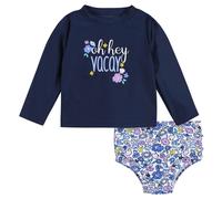 Gerber Baby Girl's Biddler de manga larga Rashguard Traje de bao de natacin Purple Floral Shell 6-9 meses