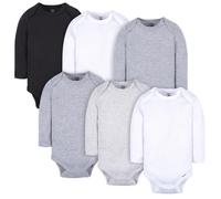 Gerber Baby - Pack de 6 monos de manga larga, color blanco y negro