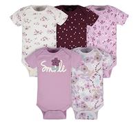 Gerber - Bodis variados de manga corta para bebé niña, juego de 5 unidades