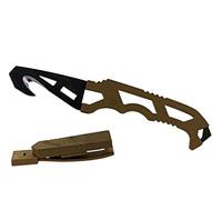 Gerber Cuchillo corta cinturón, Crisis Hook Knife TAN499, Con rompecristales y llave de botella de oxígeno, Longitud de la hoja: 7,4 cm, Marrón coyote, 30-000590