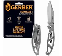 Gerber Gear Paraframe I EDC Folding Pocket Knife, 3" Fine Edge with Safety Frame Lock, Stainless Steel, Grey