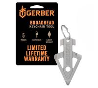 Gerber Herramienta multifuncional y llavero para aficionados a la caza, Broadhead, con 5 funciones para pequeños problemas cotidianos, longitud: 6,5 cm, peso: 26 g, acero inoxidable, plata, 1074045