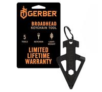 Gerber Herramienta multifuncional y llavero para aficionados a la caza, Broadhead, con 5 funciones para pequeños problemas cotidianos, longitud: 6,5 cm, peso: 26 g, acero inoxidable, negro, 1074044