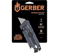 Gerber Herramienta Múltiple con 8 Funciones, Herramienta Multifuncional con Cúter, Palanca y Cortacinturón, Azul, Acero Inoxidable, Prybrid-Utility, 1068163