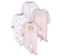 Gerber - Juego de 4 pijamas con cremallera frontal para niña, diseño de castillo