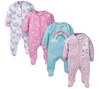 Gerber - Juego de 4 pijamas con diseño de nubes para bebé niño con puños de manoplas
