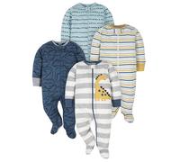 Gerber - Juego de 4 pijamas tipo mameluco con diseño de dinosaurios para bebé niño