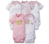 Gerber - Juego de 5 bodis de manga corta para niñas con diseño de castillo y princesa