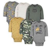 Gerber - Juego de 6 bodis de manga larga para bebé niño, diseño de tigre