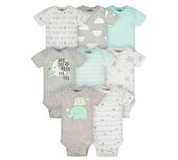 Gerber - Juego de 8 bodis de elefantes unisex para bebé
