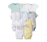Gerber - Juego de 8 bodis de manga corta para bebé, unisex, diseño de animales