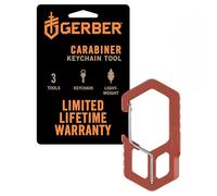 Gerber multi-herramienta y llavero, mosquetón, mosquetón de 3 cámaras con abre paquetes y abre botellas, longitud: 6,1 cm, peso: 18 g, acero inoxidable, naranja, 1075357