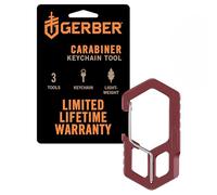 Gerber multi-herramienta y llavero, mosquetón, mosquetón de 3 cámaras con abre paquetes y abre botellas, longitud: 6,1 cm, peso: 18 g, acero inoxidable, rojo, 1075356