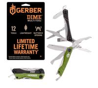 Gerber Multiherramienta con 12 funciones, Dime Pocket Multi-tool, Verde, 31-003621