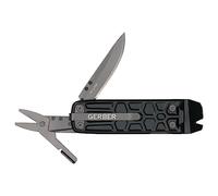 Gerber Multiherramienta con 7 funciones, navaja con hoja lisa y clip para cinturón, Lockdown Slim Pry, fundición/5Cr15MoV, Onyx, 30-001735