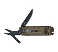 Gerber Multiherramienta con 7 funciones, navaja con hoja lisa y clip para cinturón, Lockdown Slim Pry, fundición/5Cr15MoV, bronce, 30-001737