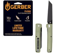 Gerber Navaja con Gancho para Cinturón, Hoja Negra de Acero Inoxidable 7Cr17MoV Tipo Tanto Invertido, Mango de Nylon Reforzado con Fibra de Vidrio, Longitud de la Hoja: 9,2 cm, Pledge, 1067525