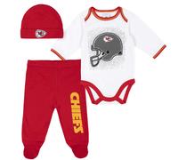 Gerber NFL Kansas City Chiefs Paquete de 3 monos, pantalσn con pie y gorra, conjunto de regalo rojo/blanco Kansas City Chiefs 6-9M